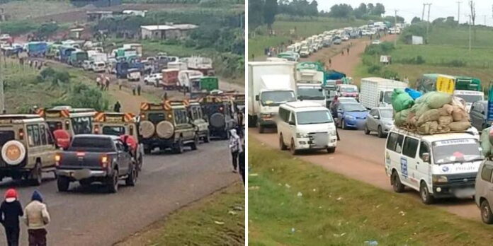 traffic jam along nakuru-narok road