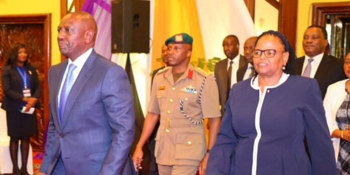 President William Rutoand Chirf Justice Martha Koome arrive for the launch of the Administration of Justice in Kenya Annual Report.on Monday, December 5, 2022.