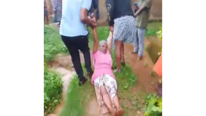 Four-police-officers-harassing-old-woman-arrested