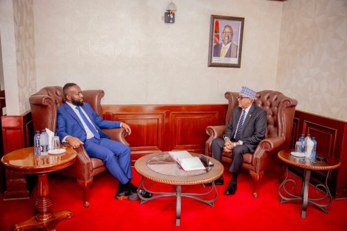 Mining CS Hassan Joho and Somaliland President Abdirahman Mohamed Abdillahi. (Somaliland) PHOTO/COURTESY