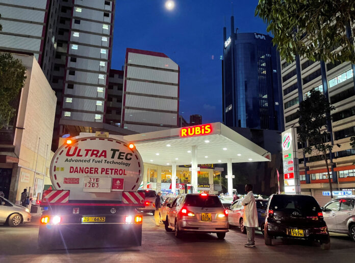 FILE PHOTO: A tanker leaves the Rubis fuel station in the central business district of Nairobi, Kenya