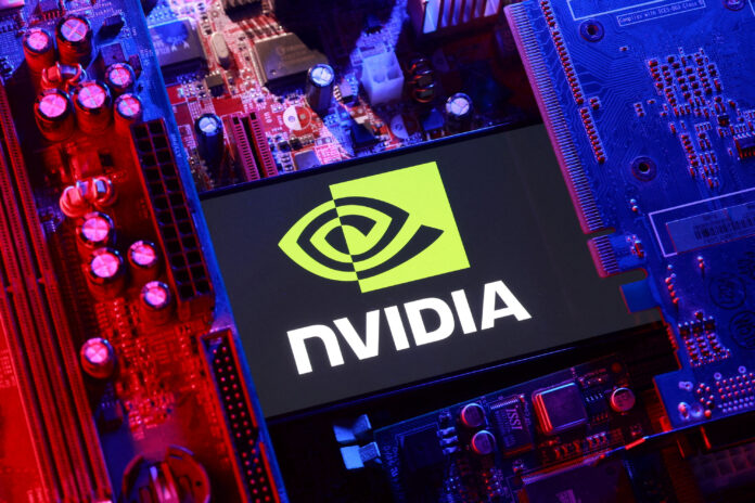 FILE PHOTO: Illustration shows NVIDIA logo and computer motherboard