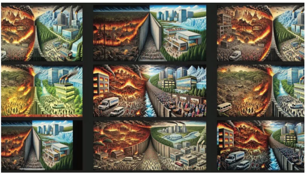 In July 2024, five months before he allegedly set the fire, Mr Rinderknecht asked ChatGPT to create an image of a "dystopian painting" that included a burning forest and a crowd of people running away from a fire.
