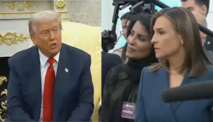 White-House-Defends-Trump-After-Calling-Female-Reporter-Piggy-During-Exchange-On-Epstein-Questions