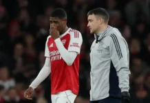 Arsenal’s Mosquera could be out for at least six weeks