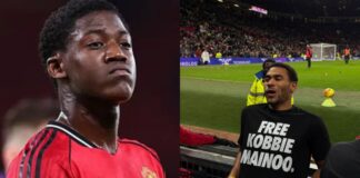 Man Utd midfielder’s half-brother wears ‘Free Kobbie Mainoo’ T-shirt