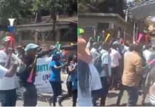 Universal Health Coverage workers protest outside Afya House