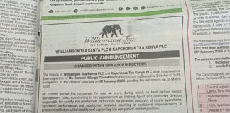 Williamson Tea Appoints Angus Nyariki as The New Executive Director, Replacing Samuel Thumbi.