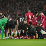 Liverpool forward Hugo Ekitike injured and taken off on a stretcher against PSG