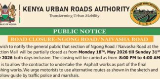 KURA announces 2-week closure of section of Ngong Road near Junction Mall
