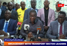 Chaos erupts as CS Wandayi clash with transport stakeholders during live presser