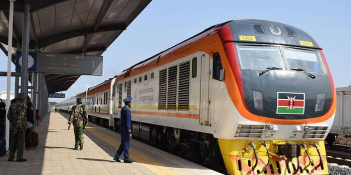 Police officers at a Kenya Railways terminal