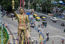 India’s ‘unsafe’ 70ft Messi statue taken down